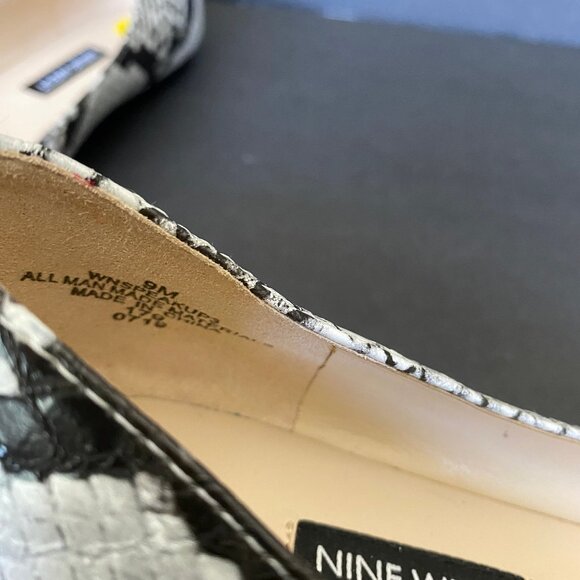 Nine West Speak Up White and black faux snakeskin pointed toe flats. - Picture 3 of 9